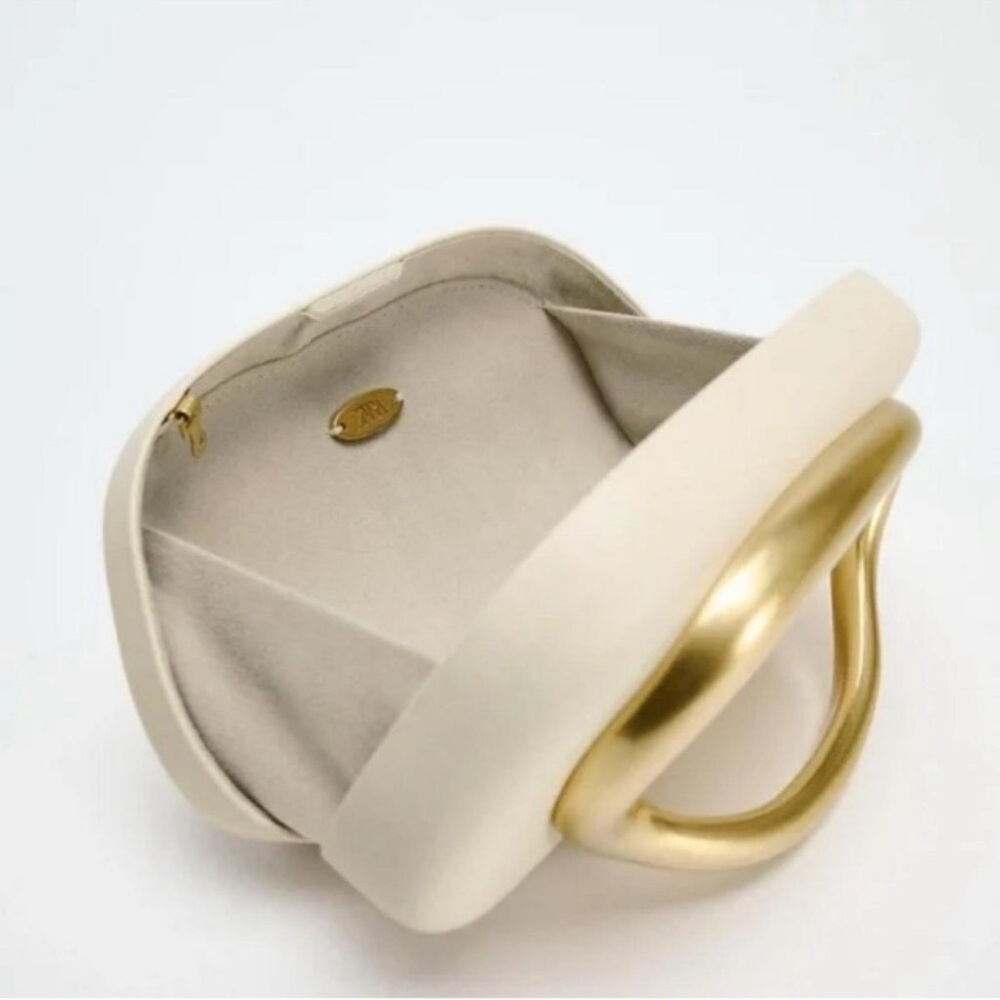 ZARA GOLD CLOSURE BOX CLUTCH NWOT - Picture 4 of 7